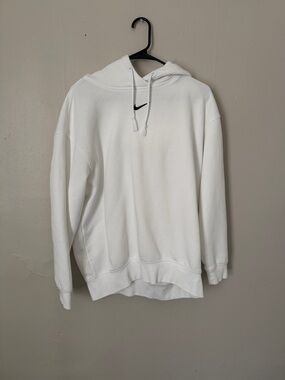 Nike White Hoodie with Black Swoosh Accent
